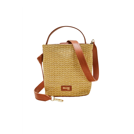 Bi-material raffia and camel Orion bag Dans la société mordern