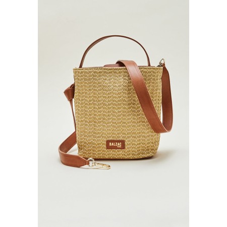 Bi-material raffia and camel Orion bag Dans la société mordern