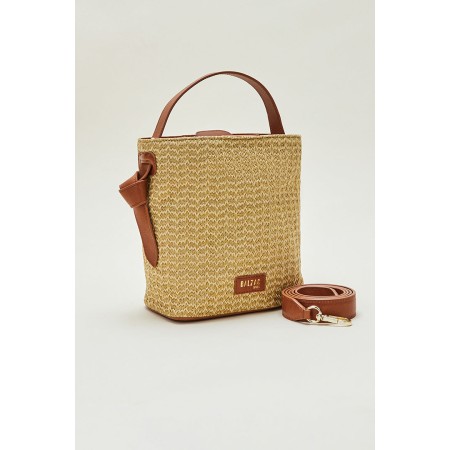 Bi-material raffia and camel Orion bag Dans la société mordern