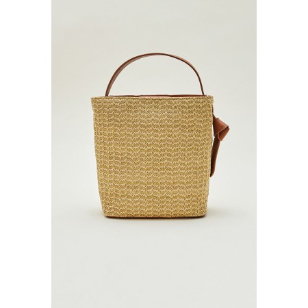 Bi-material raffia and camel Orion bag Dans la société mordern