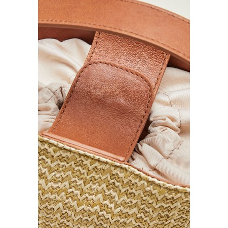 Bi-material raffia and camel Orion bag Dans la société mordern