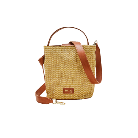 Bi-material raffia and camel Orion bag Dans la société mordern