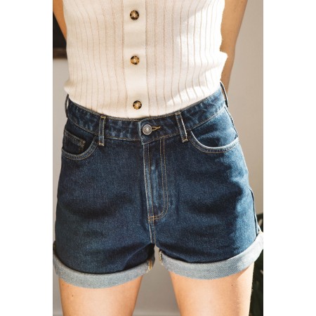 Short Maylone jean bleu minuit la colonne vertébrale