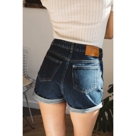 Short Maylone jean bleu minuit la colonne vertébrale