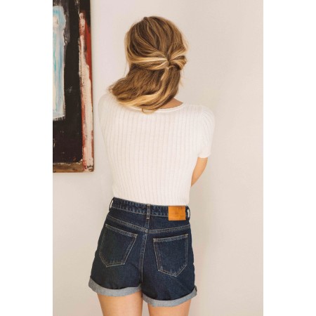 Short Maylone jean bleu minuit la colonne vertébrale