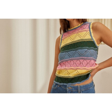 Top Pistou multicolore en linge