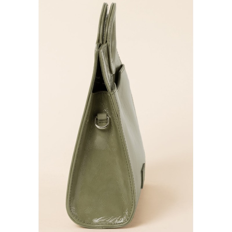 Sac mini Gaïa vernis froissé olive le des métaux précieux