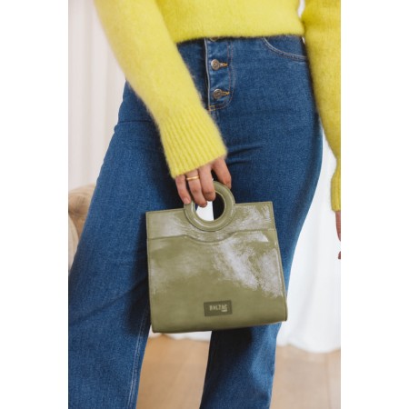 Sac mini Gaïa vernis froissé olive le des métaux précieux