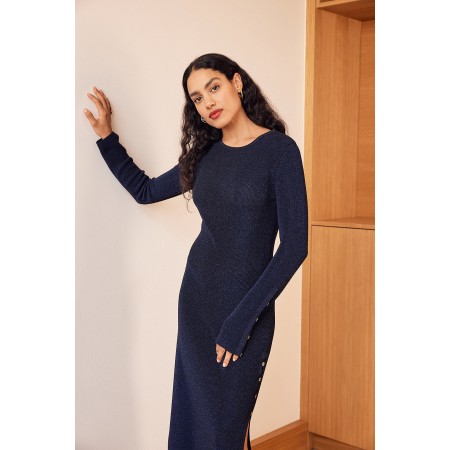 Robe Léona bleu minuit irisé Pour