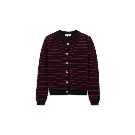 Cardigan Vera rayures marine et rouge Venez acheter