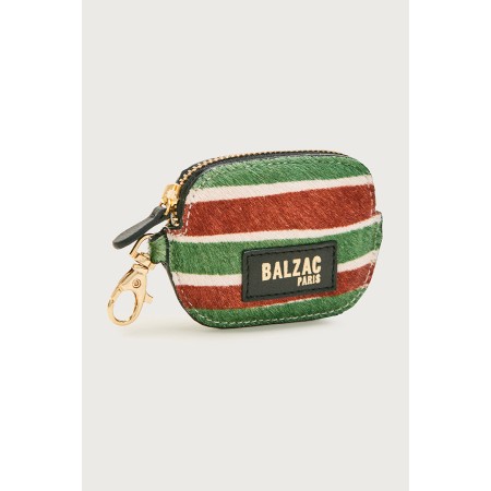 Porte-monnaie Ziggy mousqueton pony rayé rouge et vert Véritable concentré