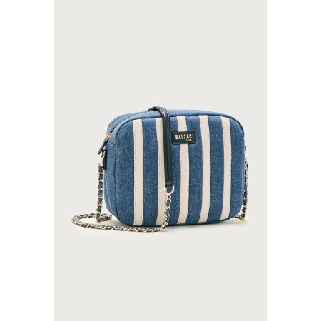 Sac César denim rayé bleu et écru est présent 