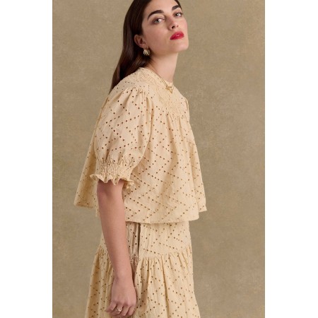 Blouse Amicie broderie anglaise beige Les êtres humains sont 