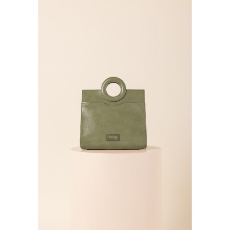 Sac mini Gaïa vernis froissé olive le des métaux précieux