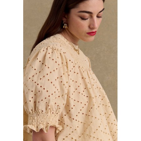 Blouse Amicie broderie anglaise beige Les êtres humains sont 