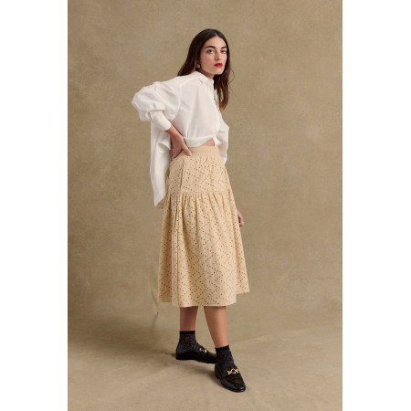 Jupe Gaby broderie anglaise beige 50-70% off 