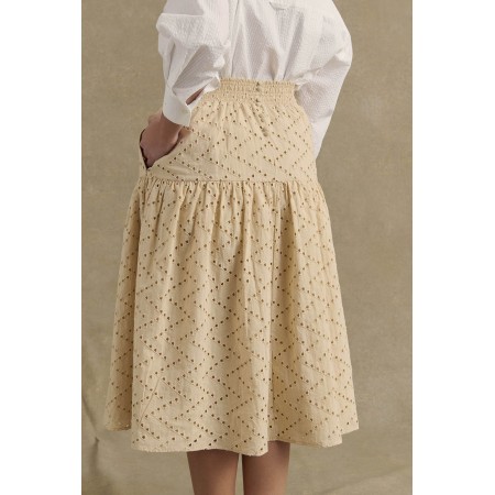 Jupe Gaby broderie anglaise beige 50-70% off 