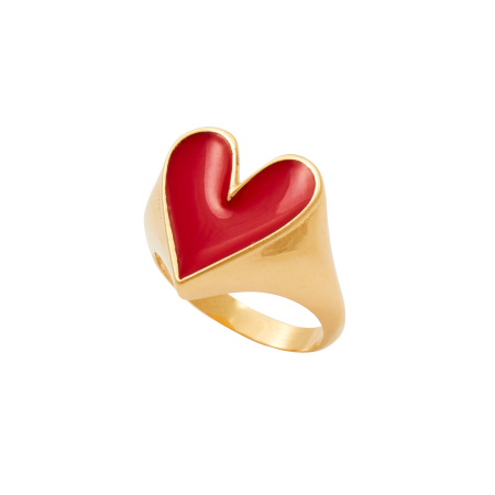 Bague Faustine doré coeur rouge le des métaux précieux