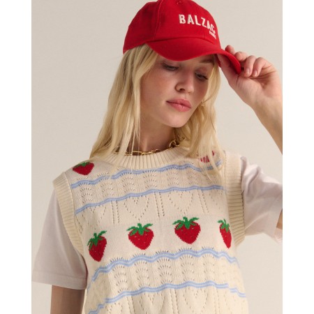 Pull Priska écru et fraises rouges les ctes