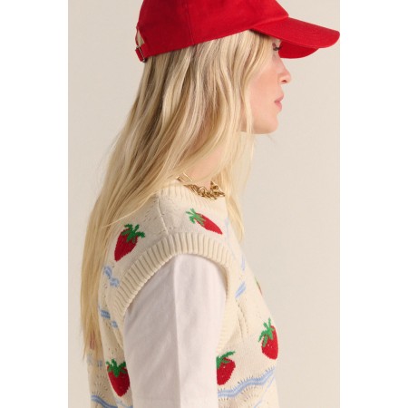 Pull Priska écru et fraises rouges les ctes